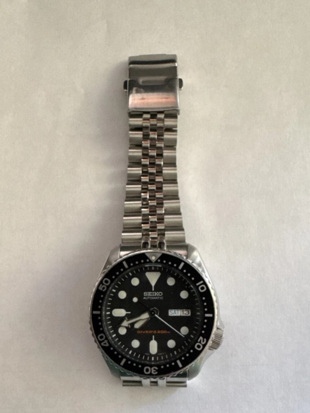 Seiko Automatic Diver 200m Stainless Steel Wristwatch Black Dial Luminous